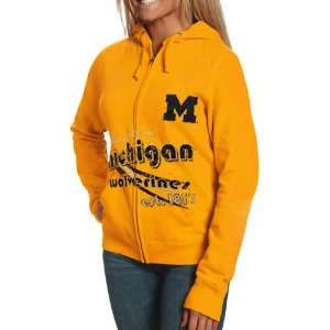  Michigan Wolverines Ladies Maize Retro Distressed Full Zip 