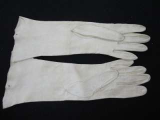 VINTAGE 1920s CREAM LEATHER LONG OPERA GLOVES  