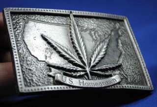 Vtg Belt Buckle US Homegrown Marijuana Weed Pot Leaf  
