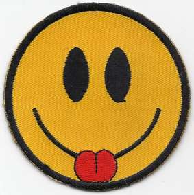 SMILEY FACE WITH TONGUE FUNNY Quality Biker Vest Patch  