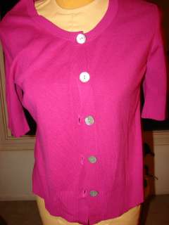 NWOT Chicos silk nylon sz 1 fuschia sweater short slv  