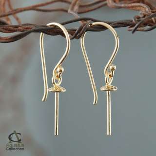   Pair EARRING Hang in Hook Findings with Pearl Cup 3micron Gold Plated