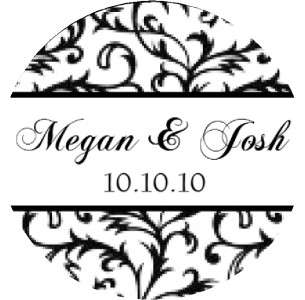 30 Personalized Wedding Damask 1.5 Round Favor Labels  