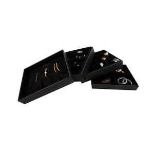 Sheena Faux Leather Stackable Jewelry Box (Black) (10H x 8.5W x 7.25 
