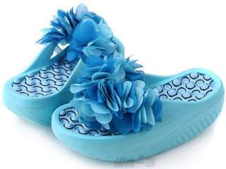   Lady Girl Beach Sandals Flower Slippers Flip Flop Heel Platform Shoes