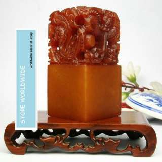 Chinese Dragon Imperial Jade Seal Replica Traditional Hand Carved 