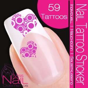  Nail Tattoo Sticker Heart / Circle   lilac Beauty