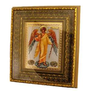   ANGEL GOLD FRAMED ORTHODOX ICON with CRYSTALS 