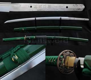High Quality Japanese Samurai Katana Full Green Sword cut Bamboo Edge
