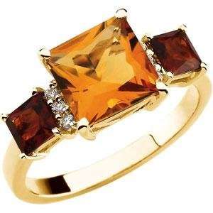 Multicolor Citrine Ring in 14k Yellow Gold (0.06 Ct. tw 