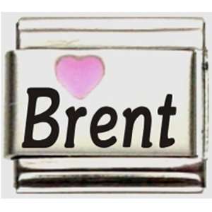  Brent Pink Heart Laser Name Italian Charm Link Jewelry