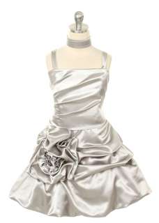 Silver Flower Girl Holiday party local pageant Girl Dress 4 14 years 