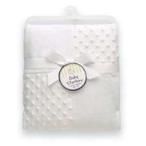  Baby Starters 2 ply Plush Textured Solid Blanket (White 