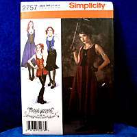 Simplicity 2757 Goth Vampire Lady Costume Pattern 6 12 039363322764 