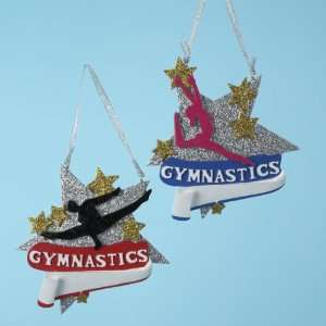 Club Pack of 12 Glitter Gymnastics Star Christmas Ornaments for 