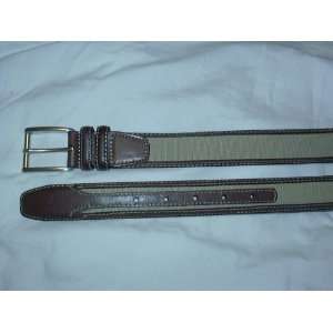  Mens Leather & Canvas Belt   Size 42 Brown & Tan 