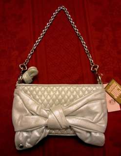 NEW JUICY COUTURE Spring Shimmer Silver Large Bow Purse Clutch 