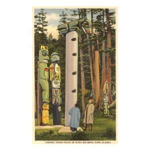 Totem Poles, Sitka, Alaska Giclee Poster Print, 24x32  
