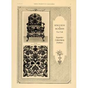  1920 Ad Stroheim & Romann Upholstery Fabric Chair Decor 