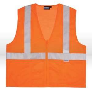   ANSI Class 2 Zippered Mesh Safety Vest with Pockets, Orange, 2X Large