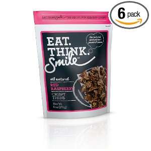 Eat. Think. Smile. Crispy Thins, Red Raspberry, 6 Ounce Pouches (Pack 
