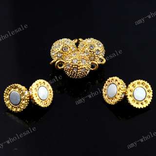 12mm Clear Crystal Gold Ball Magnetic Charm Clasps 10x  