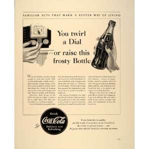  1940 Coca Cola Coke Bottle Radio Dial B/W RARE Print Ad 