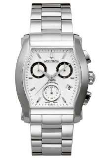 Accutron by Bulova Oxford Chronograph Steel Mens Watch Date White Dial 