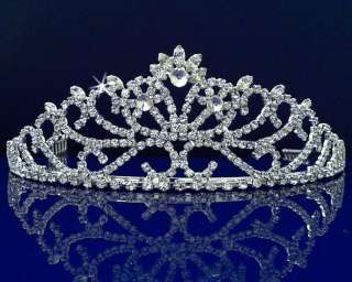 Bridal Wedding Crown Veil Pageant Homecoming Prom Pearl Crystal Tiara 