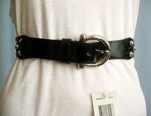 Via Spiga NEW Clear Black Italian Leather Belt Size XL  