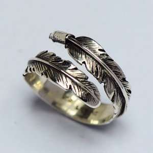  Feather Thailand Silver Oxide Ring No Sensitive Adjustable 