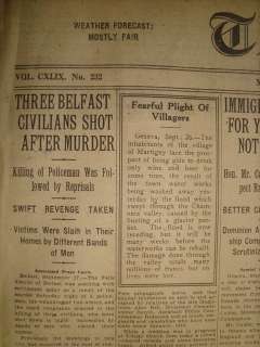   IRISH WAR POLICE OFFICER LEONARD SHOT DEAD 1920 OLD HISTORIC NEWSPAPER