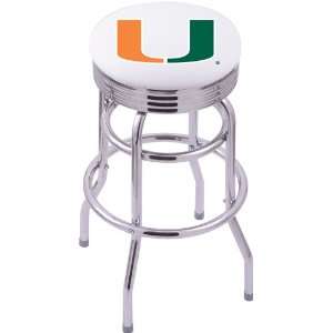 University of Miami Steel Stool with 2.5 Ribbed Ring Logo Seat and 