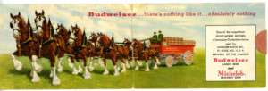 1940s Budweiser Double Postcard of Clydesdale Wagon  