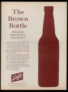 1961 Schlitz Beer brown bottle art vintage print ad  