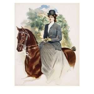  Poster Depicting a Woman Riding Sidesaddle by Thomas 