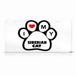 Siberian Cats White Novelty Animal Metal License Plate Wall Sign Tag