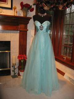 Sherri Hill 2406 Aqua Silver Pageant Prom Gown Dress 6  