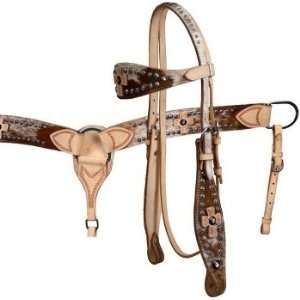  Showman Leather Cross and Hair on Cowhide Set Sports 