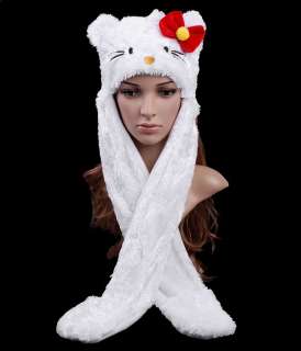 Locely Cartoon Animal Plush Cap With Earmuff Scarf Gloves Soft Warm 