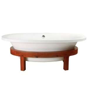  Belle Foret BFUSACWC Oval Bathtub in Wood Cradle White 67 