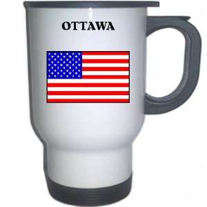  US Flag   Ottawa, Illinois (IL) White Stainless Steel Mug 