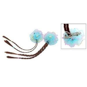  Blue Flower Hair Clip Plait Wig Hairpiece for Girl Health 
