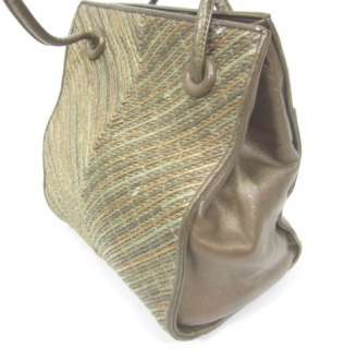 SHARIF Bronze Leather Woven Front Shoulder Handbag  