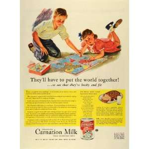  1945 Ad Carnation Homogenized Unsweetened Evaporated Milk 