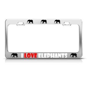 Love Elephant Elephants license plate frame Stainless Metal Tag 