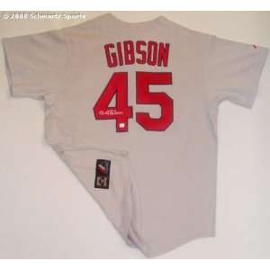 Bob Gibson Signed Cardinals Grey Cooperstown Collection Throwback 