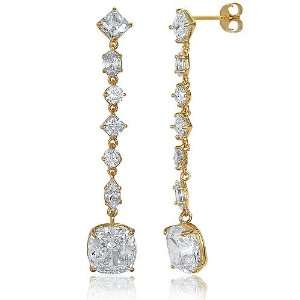   CZ Dangle Earrings in 14K Gold Vermeil   Womens Earrings Jewelry