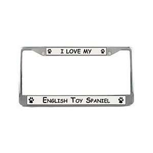  English Toy Spaniel License Plate Frame (Chrome) Patio 