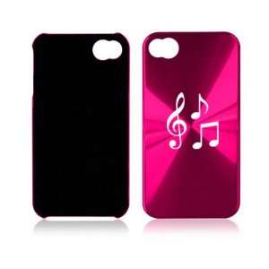 Apple iPhone 4 4S 4G Hot Pink A735 Aluminum Hard Back Case Music Notes 
